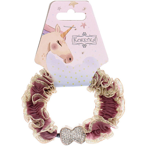 Резинка для волос 1шт МАЛЬТА, бантик, микс 5 цветов, d-5см (подвес Единорог)_4