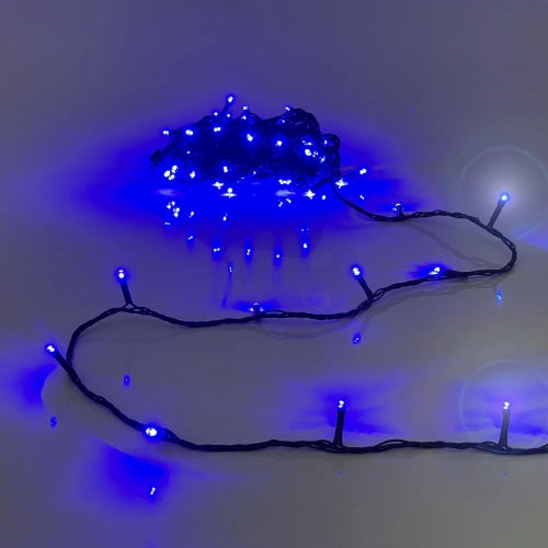 Гирлянда для улицы "Мерцание" 11м 120 ламп LED чёрный провод,1 реж.,IP-54, Синий (возможность соединения)