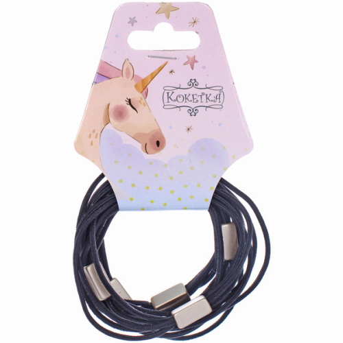 Резинки для волос в наборе, 5шт "МАРЦИПАН", цвет черный, d-5,5см (Подвес Единорог)