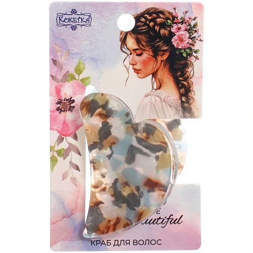 Заколка - краб для волос AKS-EMPIRE, сердце, цвет микс 6 цветов, 4,53см_7