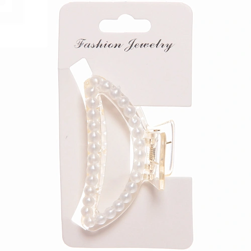 Заколка-краб для волос на блистере Diana Collection - Olympia, цвет белый, 6см _4