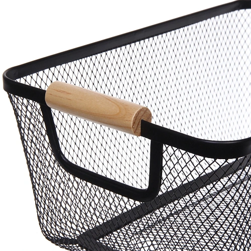 Корзина для хранения металлическая с деревянными ручками ФАРГО, цвет чёрный, 201330см (лейбл Селфи)_5