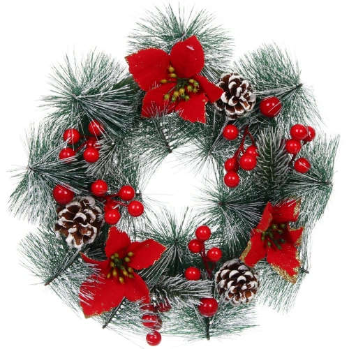 Венок декоративный "Лесная сказка" d-30 см, Красный