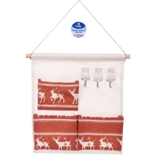 Карман настенный на 3 секции "ИДЕЯДОМА", принт новогодний, цвет как на фото, 34*30см (лейбл Селфи)