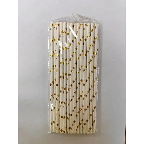 Трубочка для коктейля "Звёзды" 19,5 см d-6 мм (набор 25 шт), Золото