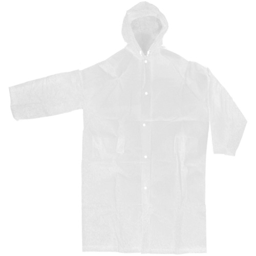 Дождевик-плащ "Урал" с капюшоном и завязками, на кнопках 140 Мкрн 110см белый ДоброСад