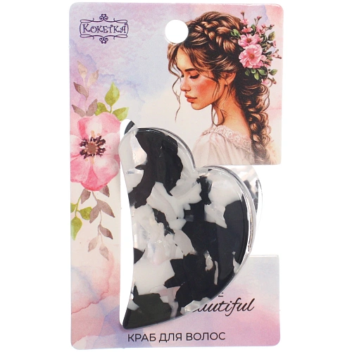 Заколка - краб для волос AKS-EMPIRE, сердце, цвет микс 6 цветов, 4,53см_10