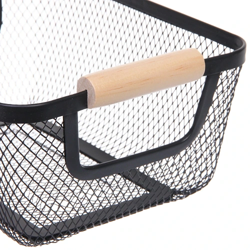 Корзина для хранения металлическая с деревянными ручками ФАРГО, цвет чёрный, 171023см (лейбл Селфи)_5
