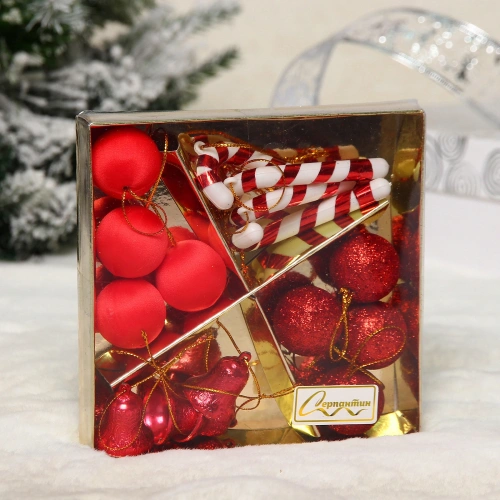 Набор украшений "Новогоднее ассорти" 13.5*13.5 см, Красный