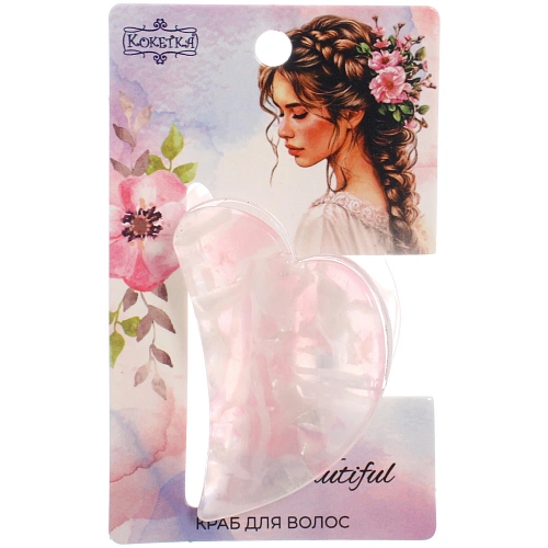 Заколка - краб для волос AKS-EMPIRE, сердце, цвет микс 6 цветов, 4,53см_8