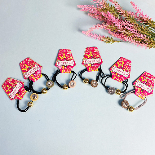 Резинка для волос 1шт Krasa - Kiki, микс 5 цветов, d-55см_4