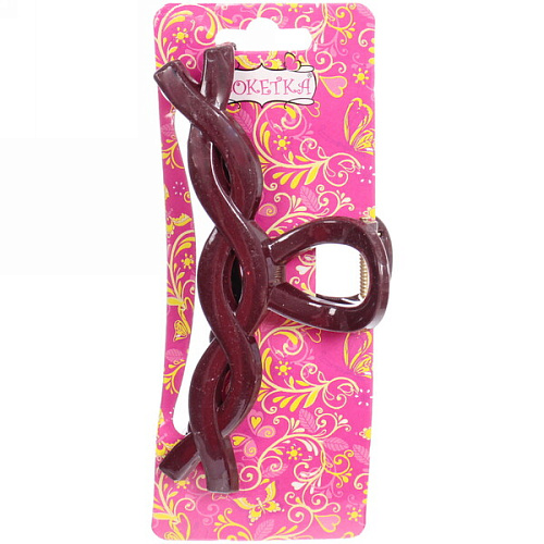 Заколка-краб для волос  на блистере Magic Gloss, косичка, микс 6 цветов, 11см (Кокетка)_14