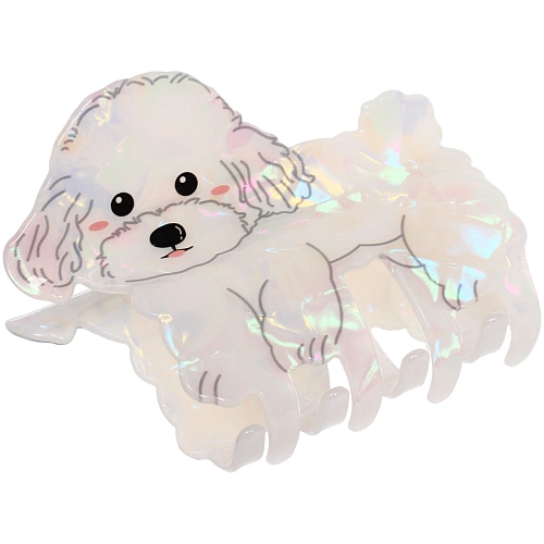 Заколка-краб для волос "#ХВОСТИКИ-КОСИЧКИ", бишен Айки, цвет белый, 9*6,5см 