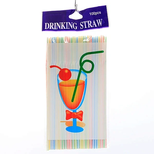Трубочка для коктейля 5210 полосатая в наборе 100 шт_3