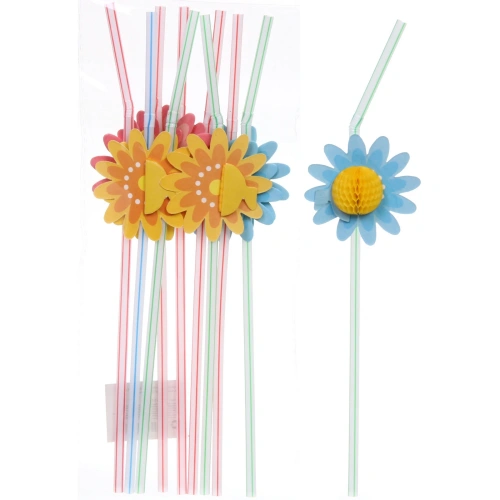 Трубочка для коктейля "Цветущий сад", 24 см, d-5мм (набор 10 шт), микс