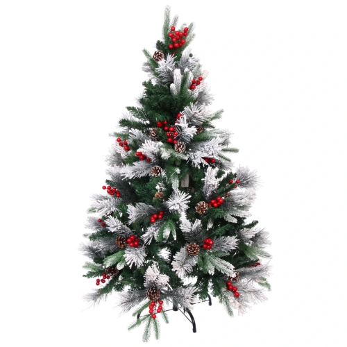 Елка "Грация" 120 см, ПВХ, леска, резина с белым напылением (шишки и ягоды), 337 веток