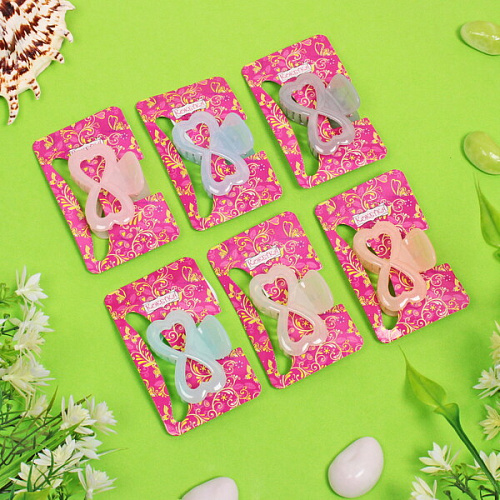 Заколка-краб для волос  на блистере Глянец-Бант, микс 6 цветов, 6см_23