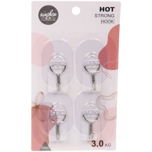 Крючки в наборе 4шт на липкой основе "БАСТОФ", форма овал, нагрузка 3кг/3,5*5,5см