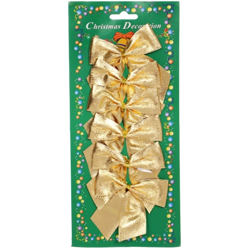 Бант на ёлку "Золотой шик" 9*7см (набор 6шт)