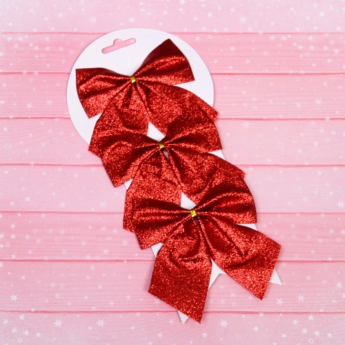 Бант на ёлку Зимнее очарование 1111 cм (набор 3 шт), Красный_3