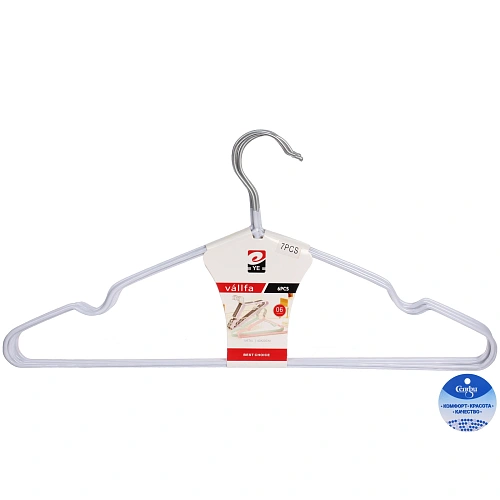 Плечики металлические нескользящие с полимерным покрытием 7шт ТАРТИТАН, цвет белый, 41см (лейбл Селфи)_3