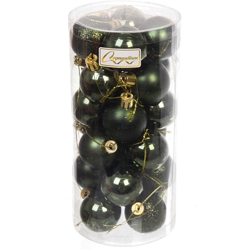 Новогодние шары 4 см (набор 24 шт) Микс фактур, изумруд_4