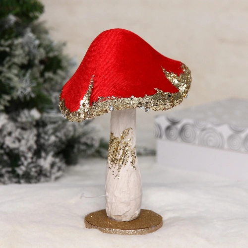 Фигурка новогодняя "Сказочный грибочек" 12*12*18,5 см, Красный