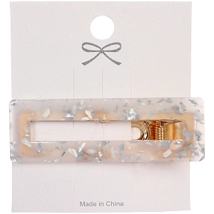 Зажим для волос "ЛАВИТА", прямоугольник, цвет прозрачный, 6,7*2,3см (белый блистер)
