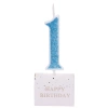 Свеча для торта Цифра Иллюзия "1" 9.5 см, голубой