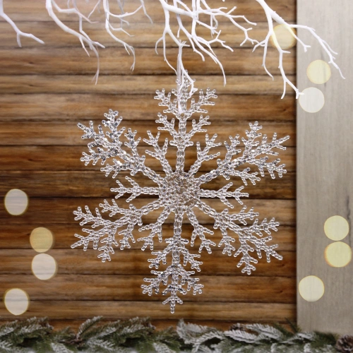 Подвеска новогодняя "Мерцающая снежинка" 32 см, Белый