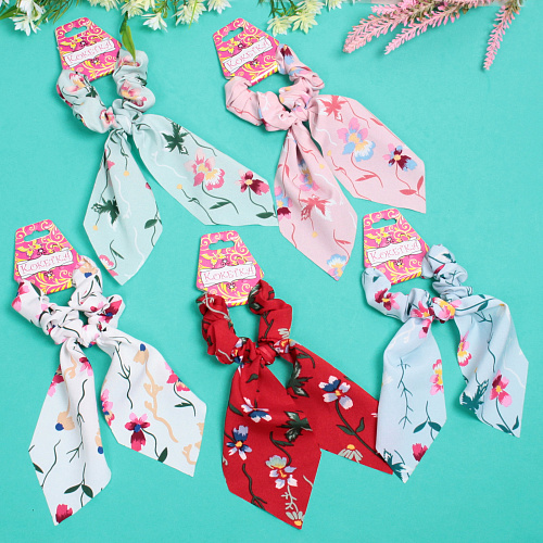 Резинка для волос Harizma - Monica, микс 5 цветов, d-8см, длина ленты 18см_8