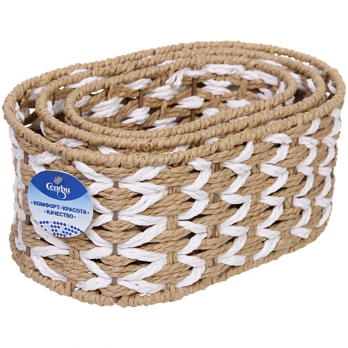 Корзины плетеные в наборе 3шт ПЛАНТА, цвет как на фото, форма овал, 281812241511201110см (Лейбл)_3