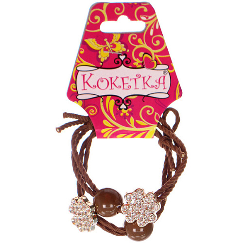 Резинки для волос 2шт ФАНТЕЭГРО, клевер, цвет черный, молочный и коричневый, d-55см (Кокетка)_5