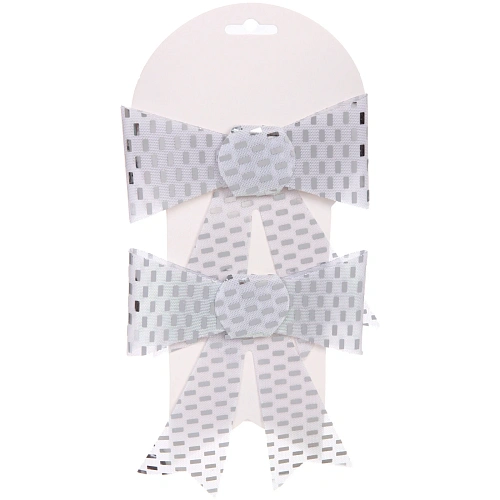 Бант на ёлку Сияние 1316 см (набор 2 шт), Серебро_2