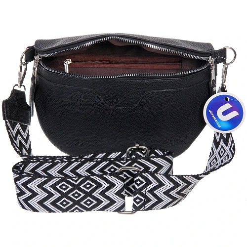 Сумка женская через плечо ИМАНИ, цвет черный, три кармана, 241975см (лейбл Ultramarine)_11