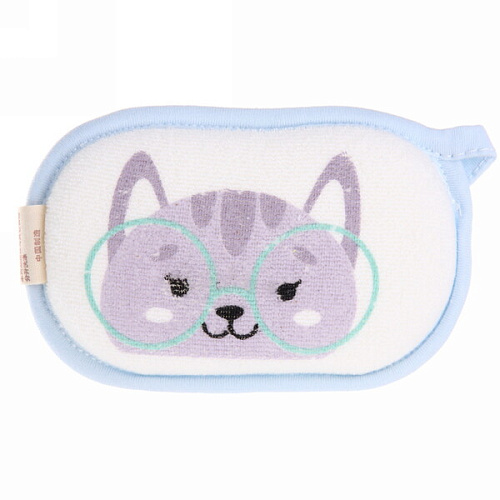 Губка для тела махровая детская "Happy baby - Котёнок Оливер" , 13*8,5 см (зип пакет и наклейка Ultramarine)