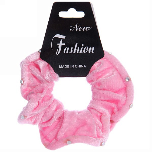 Резинка для волос 1шт Бархат - стразы, цвет черный, d-10см_4