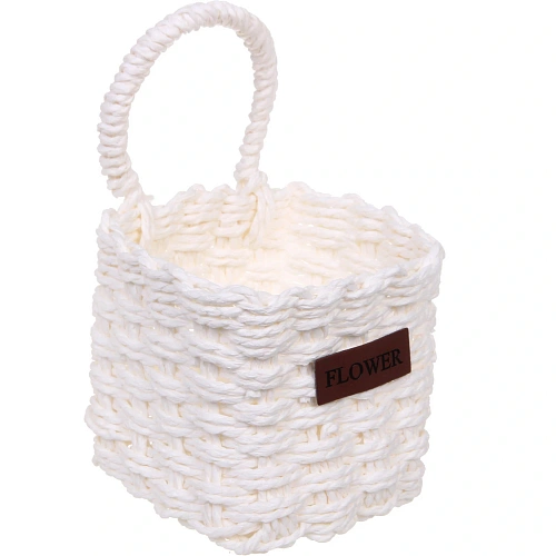 Корзинки интерьерные для хранения 3шт в наборе с петелькой ЭЛЛОРИЯ, цвет белый, 121115141617см (лейбл)_6