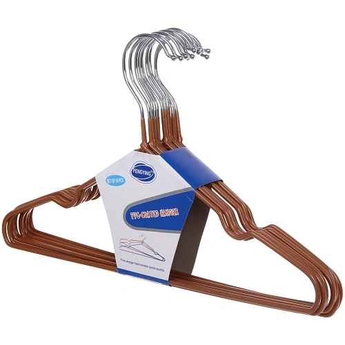 Плечики металлические нескользящие с полимерным покрытием 10шт ТАРТИТАН, цвет бронзовый, 30см (Селфи)_3