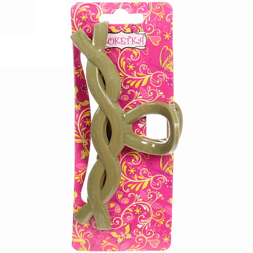 Заколка-краб для волос  на блистере Magic Gloss, косичка, микс 6 цветов, 11см (Кокетка)_13