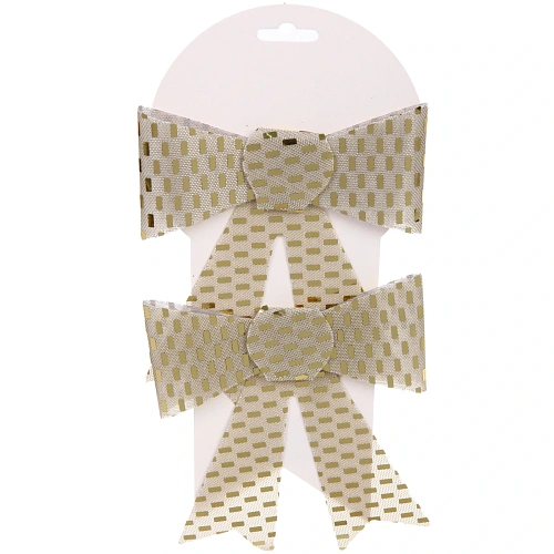 Бант на ёлку Сияние 1316 см (набор 2 шт), Шампань_2