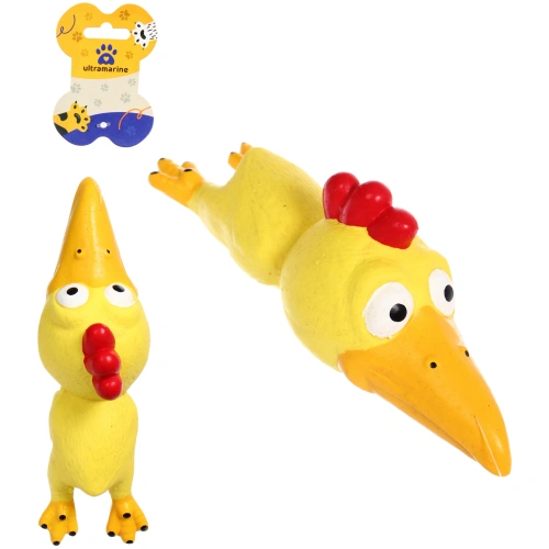 Игрушка резиновая для собак с пищалкой "МОЙ БРО", Петушок, цвет желтый, 23*7*8,5см (лейбл)
