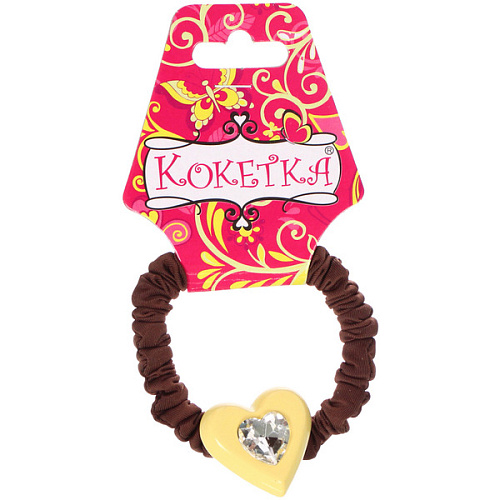 Резинка для волос 1шт Франка, цвет коричневый, серце микс, d-5,5см_6