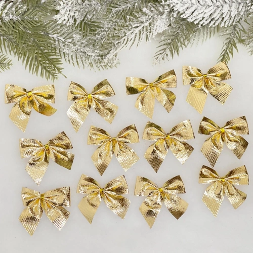 Бант на ёлку "Золотой  шик" 6 см (набор 12 шт)
