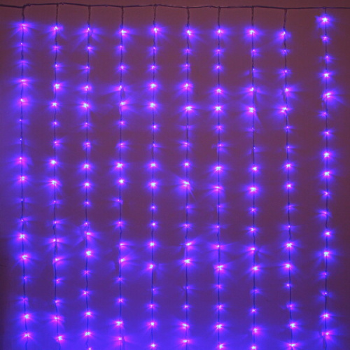 Гирлянда для дома ЗАНАВЕС "Водопад" ш3,0* в2,5 м 360 ламп LED, прозрач.пров, 8 реж, IP-20, Синий (возможность соединения)