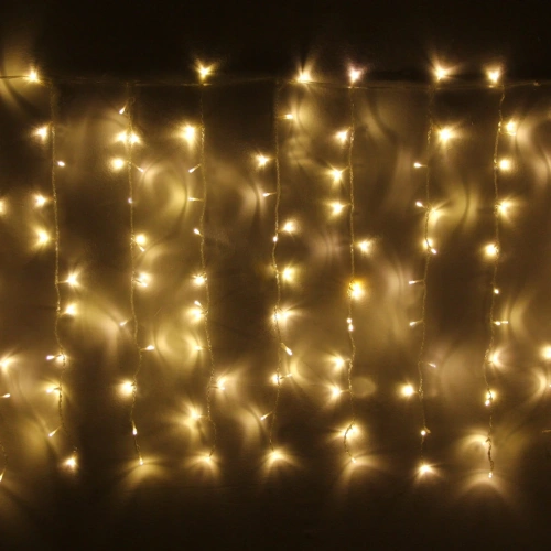Гирлянда для дома ЗАНАВЕС "Мерцание" ш1,5* в2,5 м 360 ламп LED, прозрач.пров, авторежим, IP-20, Теплый белый (возможность соединения)