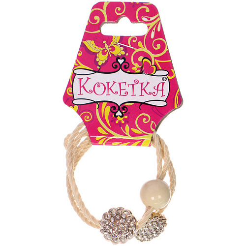 Резинки для волос 2шт ФАНТЕЭГРО, цветочек, цвет черный, молочный и коричневый, d-55см (Кокетка)_5