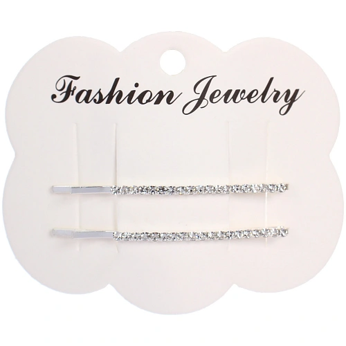 Невидимки для волос 2шт "Кристалы Агоры", классика, цвет серебро, 6см (блистер и пакет с подвесом)