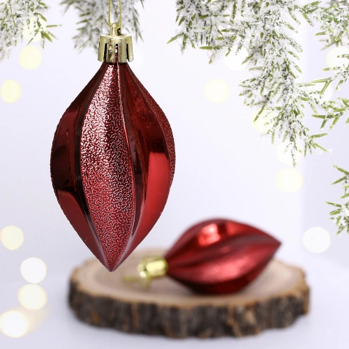 Ёлочные игрушки "Таинственное очарование" Капля 8 см (набор 2шт), темный рубин