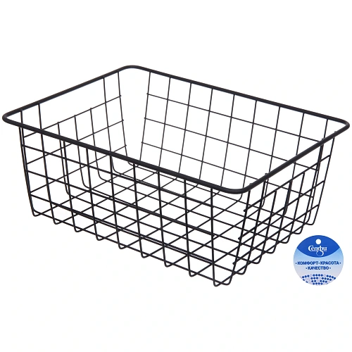 Корзина металлическая универсальная "ФАРГО", цвет черный, 28*21.5*12см (лейбл)